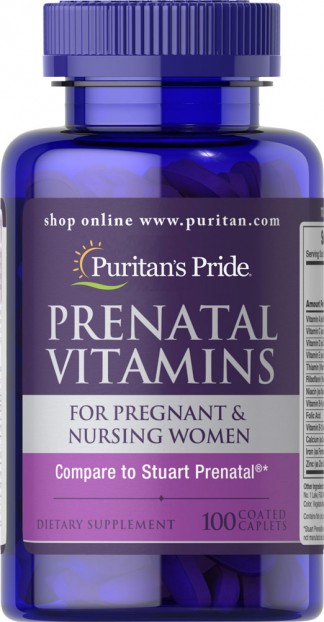 prenatal vitamins for pregnant & nursing women 100 coated caplets