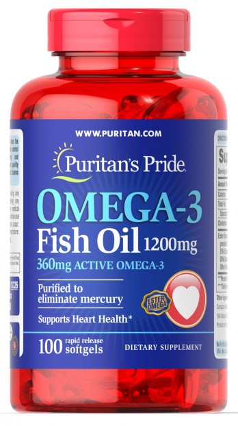 Omega-3 Fish Oil 1200 mg (360 mg Active Omega-3) 100 Softgels