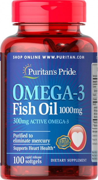 اشتري عبوه واحصل علي الثانية مجانا Omega-3 Fish Oil 1000 mg (300 mg Active Omega-3) 100 Softgels EXP 5-2024