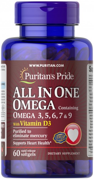 اشتري عبوه و احصل علي الثانيه مجانا All in One Omega 3,5,6,7,9 + Vitamin D3 60 Softgels