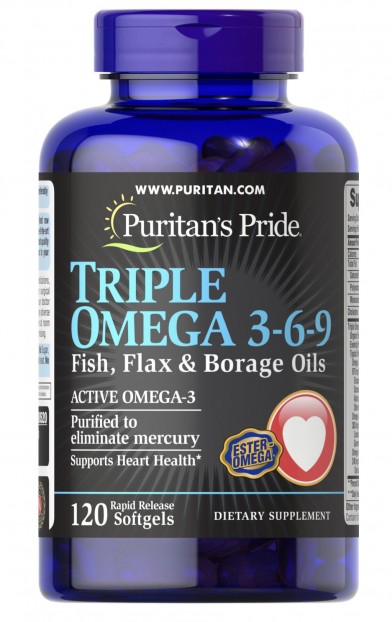Triple Omega 3-6-9 Fish, Flax & Borage Oils 120 Softgels اشتري عبوه و احصل علي الثانيه مجانا