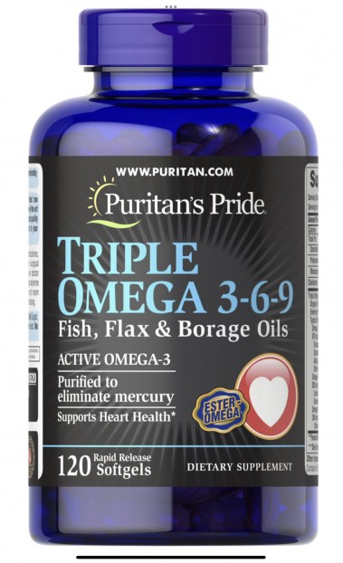 Triple Omega 3-6-9 Fish, Flax & Borage Oils 120 Softgels
