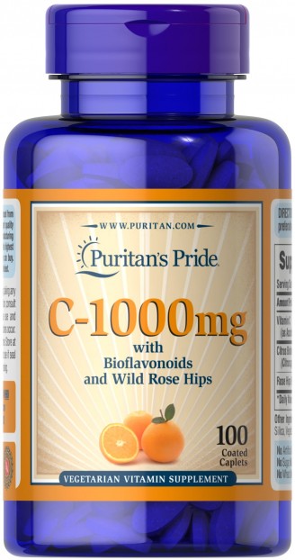 Vitamin C-1000 mg with Bioflavonoids & Rose Hips 100 Caplets